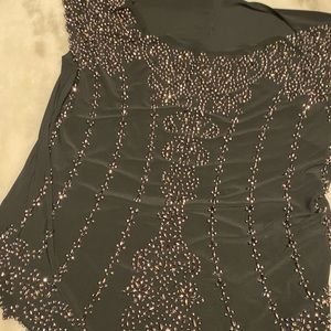 R & K Evening Original NWT embellished beaded Elegant blouse- Large - Black